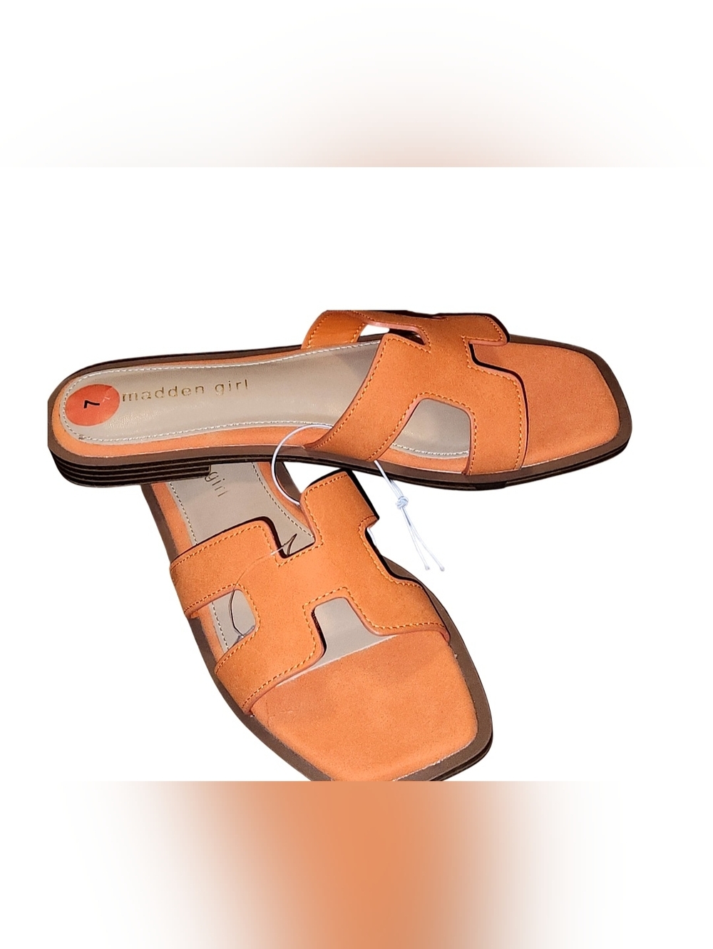 Orange H Summer Beach Flat Slippers Sandals Fabric